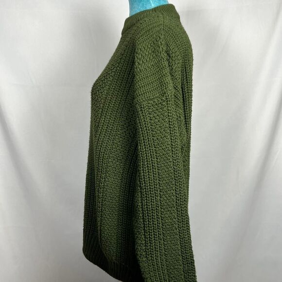 Vintage STRUCTURE Olive Green Open Knit Crewneck Sweater - Picture 2 of 7